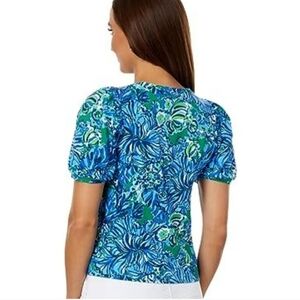 Floral Blue and Green Women's Top